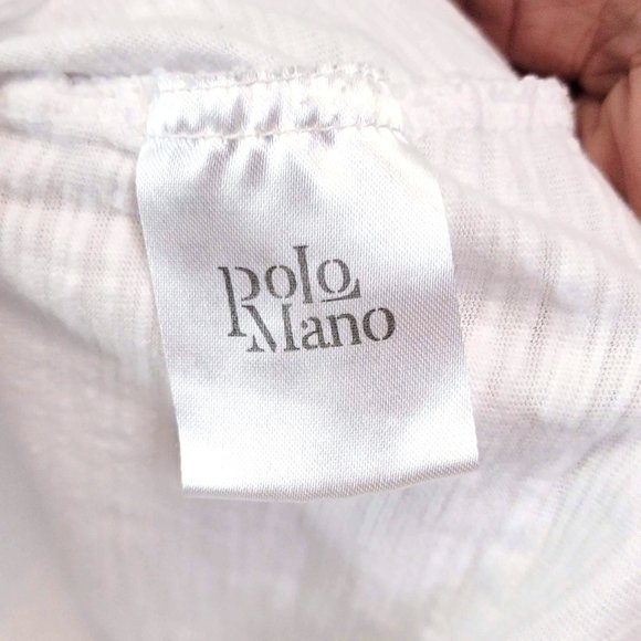 Polo Mano White Stripe Pleat Long Sleeve Shirt Size Large - Picture 6 of 11